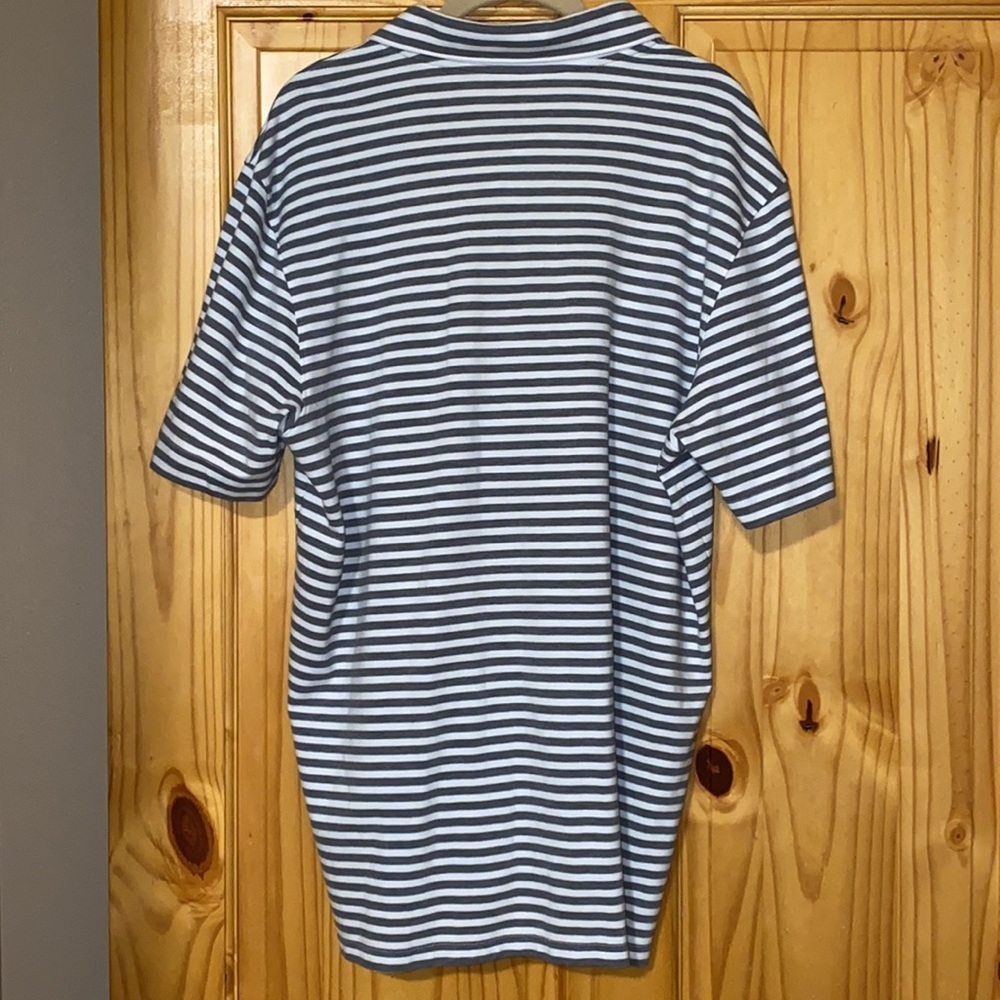 Oakley Gray & white striped collared polo shortsleeve men’s regular fit shirt XL - Picture 3 of 9